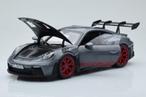 Porsche 911 992 GT3 RS Arctic Siv Pyro Rdeč Norev 1:18 187350 Kovina – slika 2 od 8
