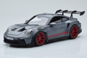 Porsche 911 992 GT3 RS Arctic Siv Pyro Rdeč Norev 1:18 187350 Kovina