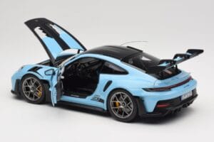Porsche 911 992 GT3 RS Weissach Pack Gulf Blue Norev 1:18 187367 Kovina – slika 5 od 8