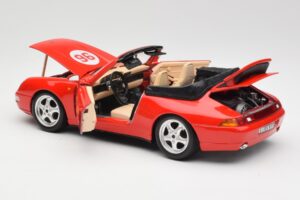 Porsche 911 993 Carrera Kabriolet Rdeč Bburago 1:18 3090 Kovina – slika 5 od 8