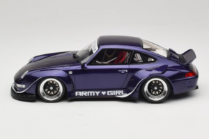 Porsche 911 993 RWB Army Girl Vijolična GT Spirit 1:18 GT562 Smola – slika 3 od 6