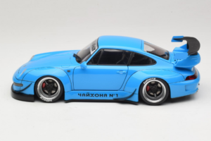 Porsche 911 993 RWB Nebeško Modra Gun Grey Wheels AUTOart 1:18 78152 Kompozit – slika 4 od 8