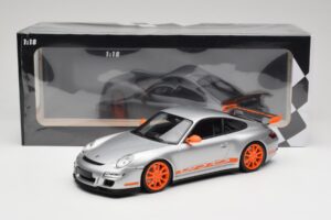 Porsche 911 997.1 GT3 RS Srebrna z Oranžastimi Platišči Minichamps 1:18 155062120 Kovina – slika 6 od 6