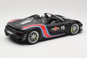Porsche 918 Spyder Weissach Package Matt Black With Martini Stripes Minichamps 1:18 110062445 Kovina – slika 3 od 8