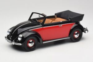 Volkswagen Beetle Kabriolet Črn & Rdeč Minichamps 1:18 107054132 Smola