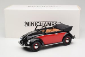 Volkswagen Beetle Kabriolet Črn & Rdeč Minichamps 1:18 107054132 Smola – slika 6 od 6