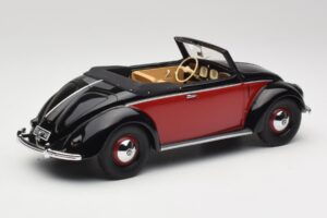 Volkswagen Beetle Hebmuller Kabriolet Črn & Rdeč Minichamps 1:18 107054230 Smola – slika 2 od 6