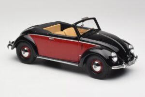 Volkswagen Beetle Hebmuller Kabriolet Črn & Rdeč Minichamps 1:18 107054230 Smola – slika 4 od 6