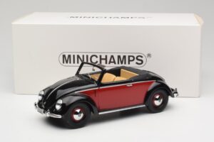 Volkswagen Beetle Hebmuller Kabriolet Črn & Rdeč Minichamps 1:18 107054230 Smola – slika 6 od 6