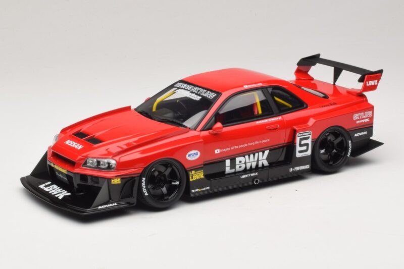Nissan Skyline ER34 LB Super Silhouette Active Red GT Spirit 1:18 GT570 Smola