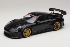 Porsche 911 992 GT3 RS Manthey Racing Črn z Zlatimi Platišči Minichamps 1:18 MR-911-GT3RS-1804 Kovina