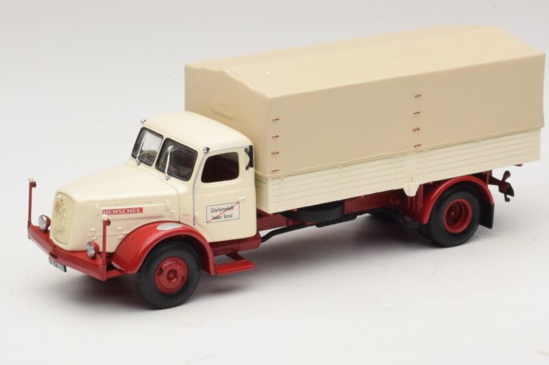 Henschel HS 140 Tovornjak s Ploščadjo Bela Rdeča Minichamps 1:43 439171020 Kovina