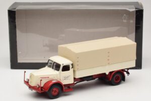 Henschel HS 140 Tovornjak s Ploščadjo Bela Rdeča Minichamps 1:43 439171020 Kovina – slika 6 od 6