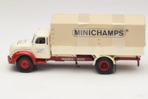 Magirus-Deutz S 7500 Jupiter Tovornjak s Ploščadjo Bela Rdeča Minichamps 1:43 439141022 Kovina – slika 3 od 6