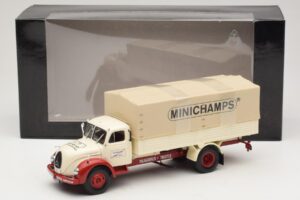 Magirus-Deutz S 7500 Jupiter Tovornjak s Ploščadjo Bela Rdeča Minichamps 1:43 439141022 Kovina – slika 6 od 6