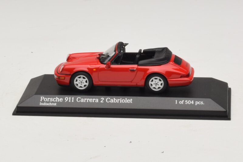 Porsche 911 964 Carrera 2 Cabriolet Rdeč Minichamps 1:43 430067330 Kovina
