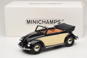 Volkswagen Beetle Kabriolet Črna Krem Minichamps 1:18 107054131 Smola – slika 6 od 6
