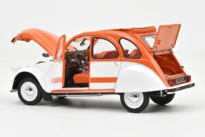 Citroen 2CV Spot Oranžen & Bel Norev 1:18 181473 Kovina – slika 3 od 3