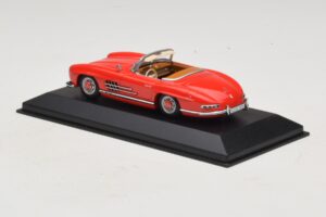 Mercedes 300 SL W198 Rdeč Z Rjavo Notranjostjo Minichamps 1:43 MB009 Diecast – slika 3 od 5