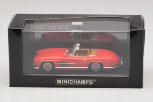 Mercedes 300 SL W198 Rdeč Z Rjavo Notranjostjo Minichamps 1:43 MB009 Diecast – slika 5 od 5