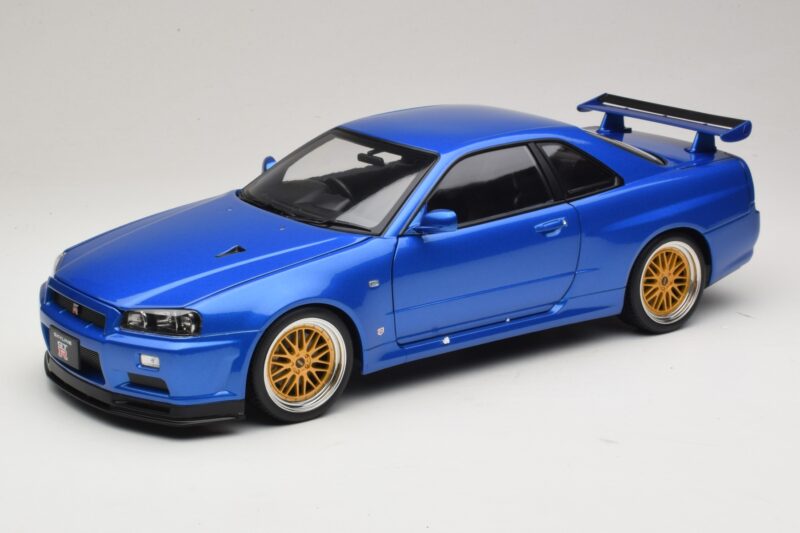 Nissan Skyline GT-R R34 V-Spec II Modra Metalik BBS Platišča KK-Scale 1:12 KKDC120211-2 Kovina