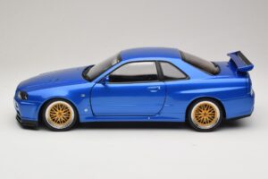 Nissan Skyline GT-R R34 V-Spec II Modra Metalik BBS Platišča KK-Scale 1:12 KKDC120211-2 Kovina – slika 4 od 8
