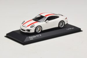 Porsche 911 991.1 R Bela Z Rdečimi Črtami Minichamps 1:43 410066220 Diecast – slika 3 od 6