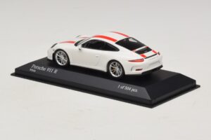 Porsche 911 991.1 R Bela Z Rdečimi Črtami Minichamps 1:43 410066220 Diecast – slika 4 od 6