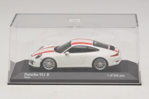 Porsche 911 991.1 R Bela Z Rdečimi Črtami Minichamps 1:43 410066220 Diecast – slika 5 od 6