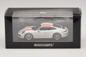 Porsche 911 991.1 R Bela Z Rdečimi Črtami Minichamps 1:43 410066220 Diecast – slika 6 od 6
